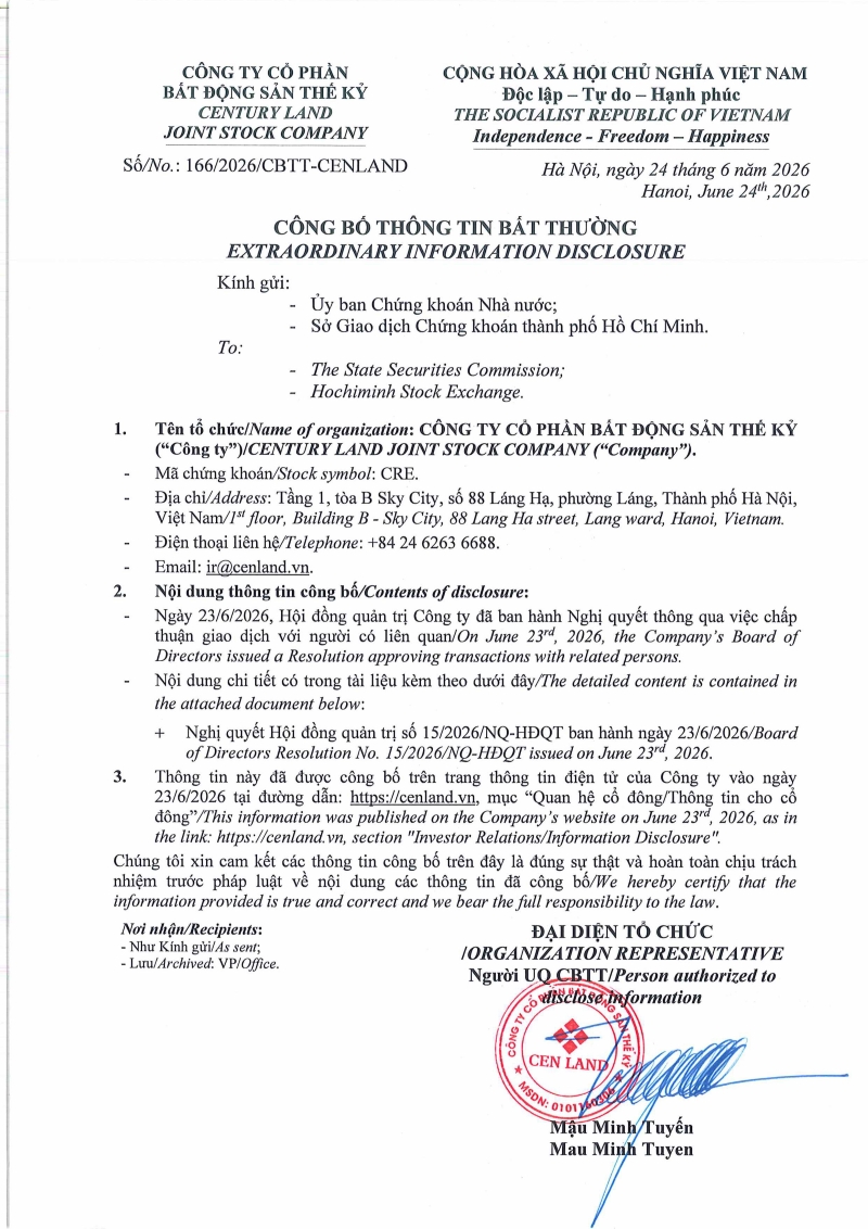 C&ocirc;ng bố th&ocirc;ng tin - Nghị quyết Hội đồng quản trị th&ocirc;ng qua việc chấp thuận giao dịch với người c&oacute; li&ecirc;n quan